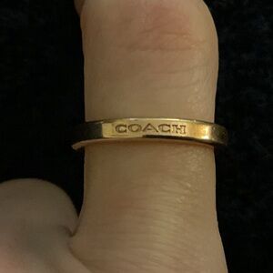 EUC Coach Rose-Gold Logo Band Ring Size 7 — Minimalist Stacking Ring
